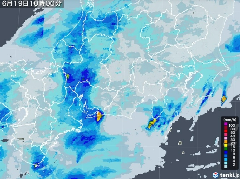 当日の天気はやや雨模様だったようです。静岡県全域に雨雲が覆っています。視界が悪かった可能性があります。 東海地方の過去の雨雲レーダー(2021年06月19日) - 日本気象協会 tenki.jp